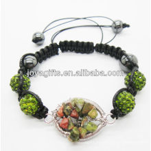 Pulsera tejida Unakite chip suerte árbol piedras preciosas tejido